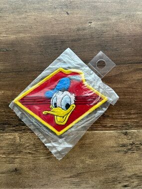 Vintage Donald Duck Embroidered Patch Appliqué Disney Red Diamond NEW